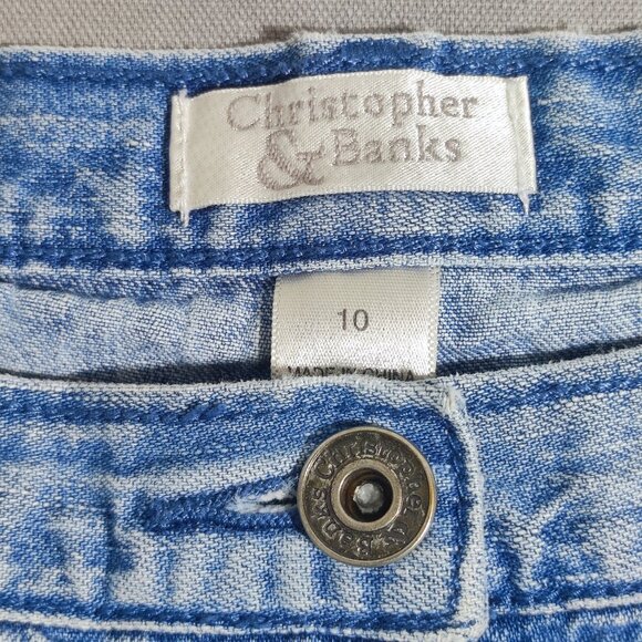 Christopher & Banks Capri Jeans women's size 10 hard washed denim blue high rise - Picture 5 of 13